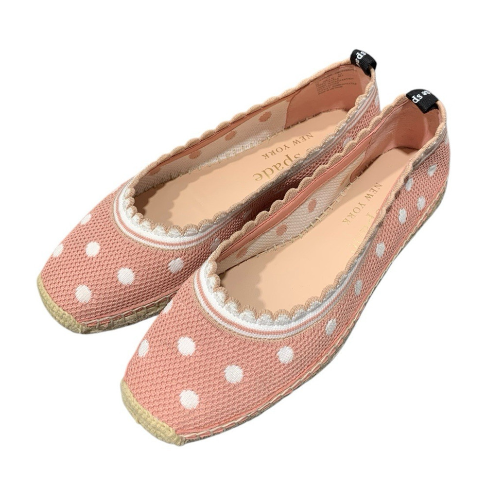 Kate Spade Knottingham Scallop Polka Dot Espadrilles Lace Women's 9B PINK - Picture 3 of 9